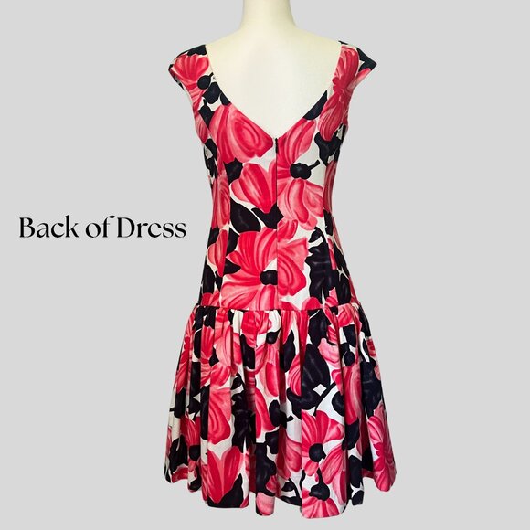 Milly Drop-Waist Floral Pleated Dress Size 4 - Picture 2 of 6